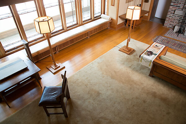 Living Room from the Francis W. Little House: Windows and paneling, Frank Lloyd Wright (American, Richland Center, Wisconsin 1867–1959 Phoenix, Arizona), Oak, leaded glass, American