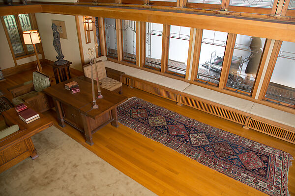 Living Room from the Francis W. Little House: Windows and paneling, Frank Lloyd Wright (American, Richland Center, Wisconsin 1867–1959 Phoenix, Arizona), Oak, leaded glass, American