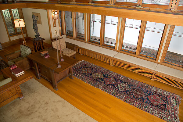 Living Room from the Francis W. Little House: Windows and paneling, Frank Lloyd Wright (American, Richland Center, Wisconsin 1867–1959 Phoenix, Arizona), Oak, leaded glass, American