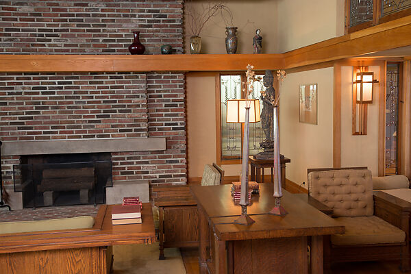 Living Room from the Francis W. Little House: Windows and paneling, Frank Lloyd Wright (American, Richland Center, Wisconsin 1867–1959 Phoenix, Arizona), Oak, leaded glass, American