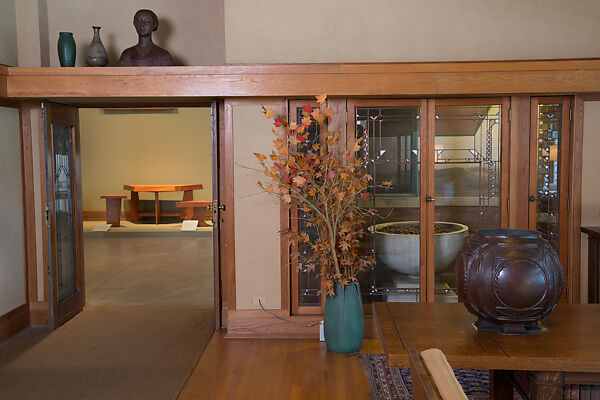 Living Room from the Francis W. Little House: Windows and paneling, Frank Lloyd Wright (American, Richland Center, Wisconsin 1867–1959 Phoenix, Arizona), Oak, leaded glass, American