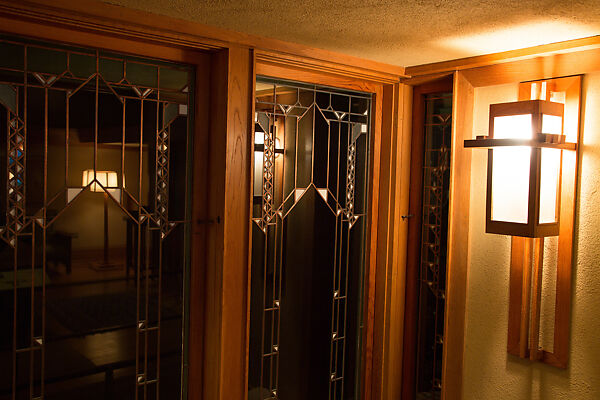 Living Room from the Francis W. Little House: Windows and paneling, Frank Lloyd Wright (American, Richland Center, Wisconsin 1867–1959 Phoenix, Arizona), Oak, leaded glass, American