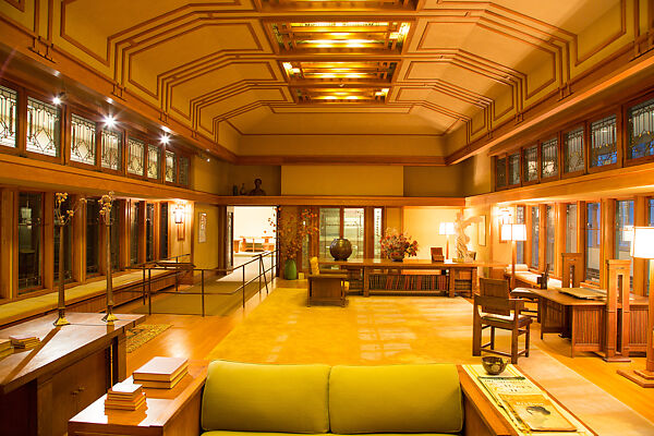 Living Room from the Francis W. Little House: Windows and paneling, Frank Lloyd Wright (American, Richland Center, Wisconsin 1867–1959 Phoenix, Arizona), Oak, leaded glass, American