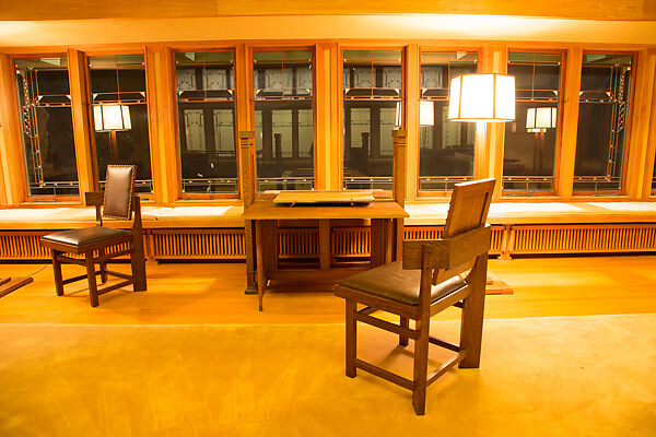 Living Room from the Francis W. Little House: Windows and paneling, Frank Lloyd Wright (American, Richland Center, Wisconsin 1867–1959 Phoenix, Arizona), Oak, leaded glass, American