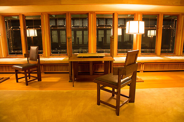 Living Room from the Francis W. Little House: Windows and paneling, Frank Lloyd Wright (American, Richland Center, Wisconsin 1867–1959 Phoenix, Arizona), Oak, leaded glass, American