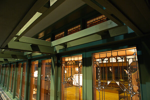 Living Room from the Francis W. Little House: Windows and paneling, Frank Lloyd Wright (American, Richland Center, Wisconsin 1867–1959 Phoenix, Arizona), Oak, leaded glass, American