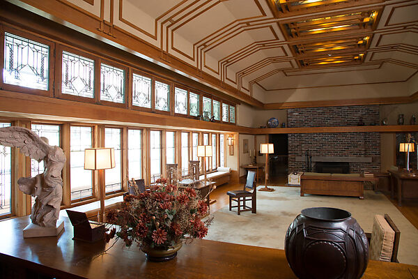 Living Room from the Francis W. Little House: Windows and paneling, Frank Lloyd Wright (American, Richland Center, Wisconsin 1867–1959 Phoenix, Arizona), Oak, leaded glass, American