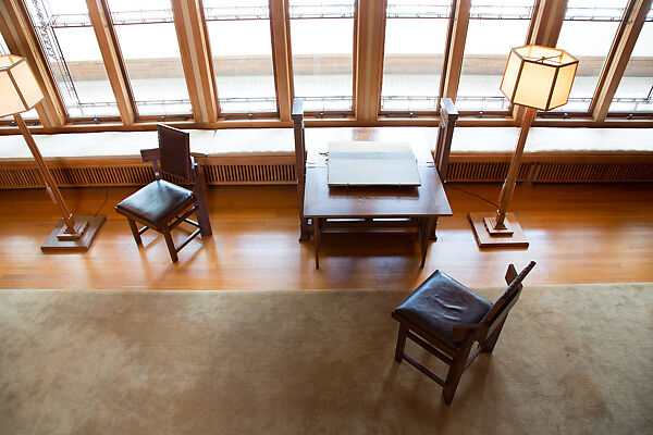 Living Room from the Francis W. Little House: Windows and paneling, Frank Lloyd Wright (American, Richland Center, Wisconsin 1867–1959 Phoenix, Arizona), Oak, leaded glass, American