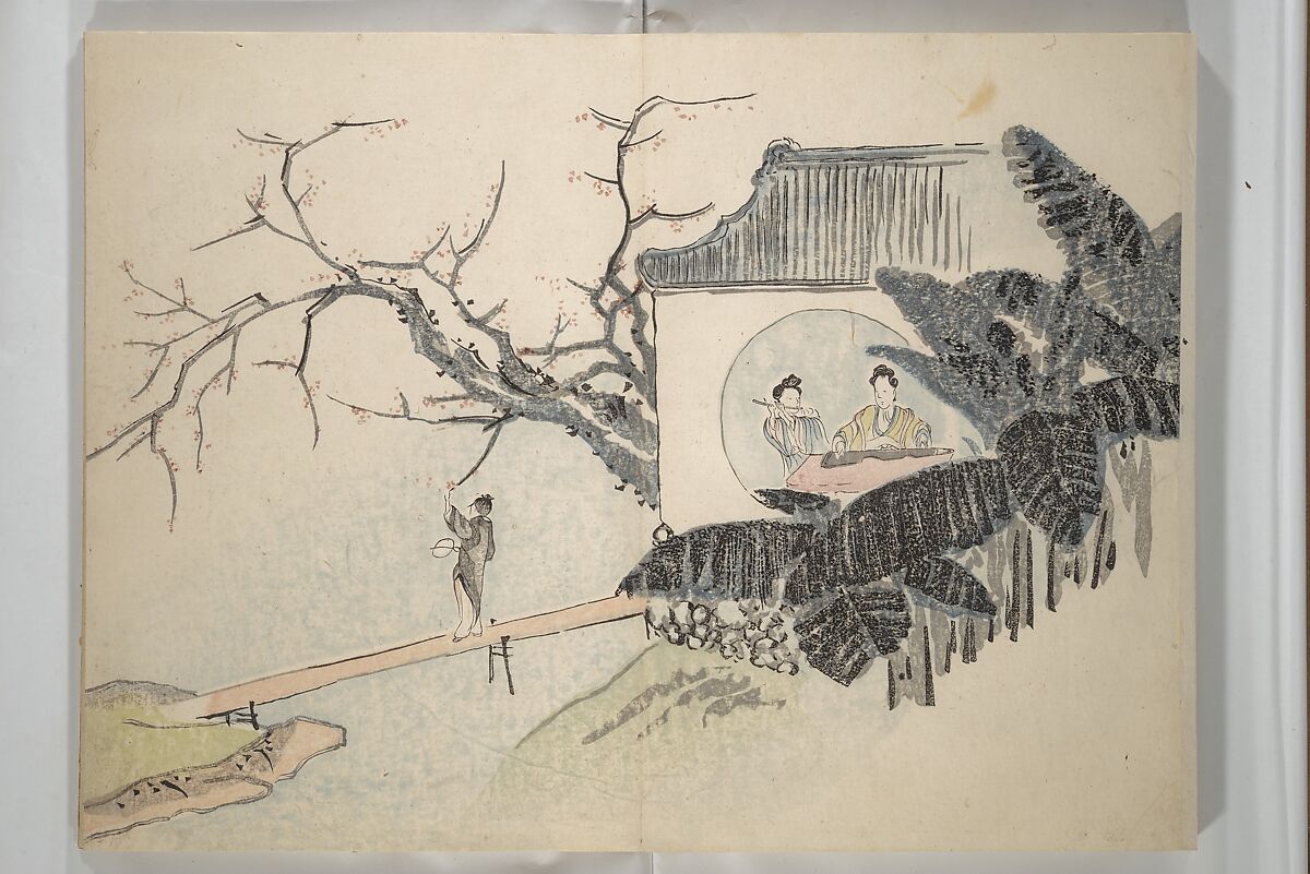 Taiga Hall Painting Album (Taigadō gafu), Illustrations by Ike no Taiga (Japanese, 1723–1776), Woodblock printed book (orihon, accordion-style); ink and color on paper, Japan