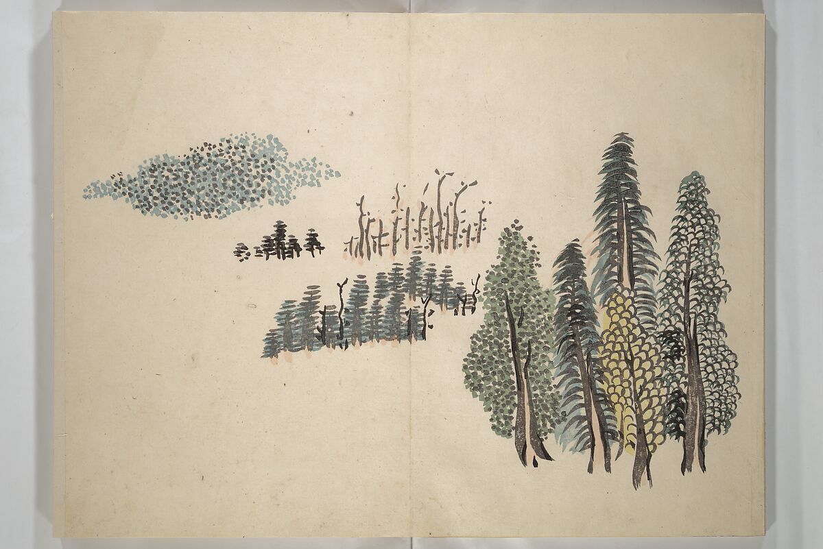 Taiga Hall Painting Album (Taigadō gafu), Illustrations by Ike no Taiga (Japanese, 1723–1776), Woodblock printed book (orihon, accordion-style); ink and color on paper, Japan
