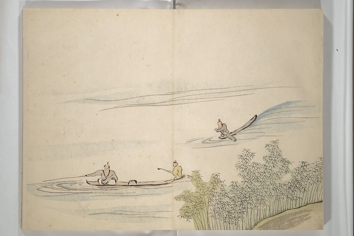 Taiga Hall Painting Album (Taigadō gafu), Illustrations by Ike no Taiga (Japanese, 1723–1776), Woodblock printed book (orihon, accordion-style); ink and color on paper, Japan