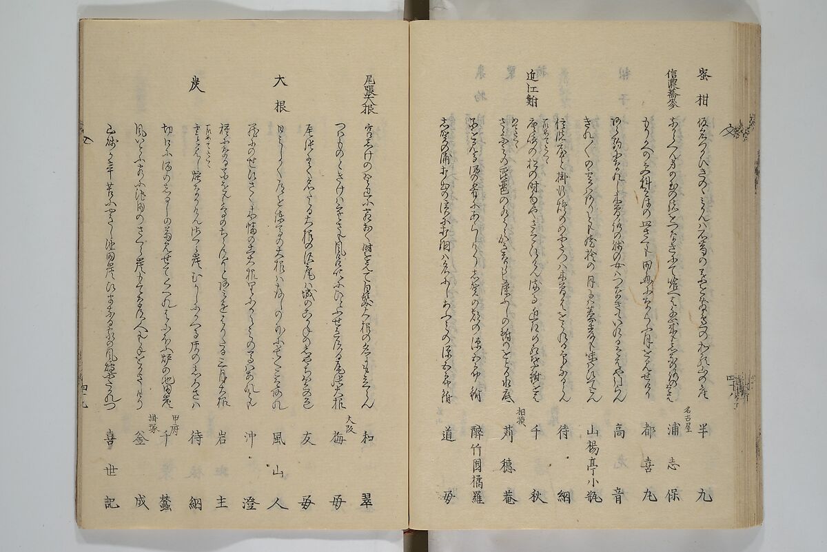 Illustrated Collection of the Famous Products of Japan (Nihon meibutsu gasan shū) 日本名物画賛集, Katsushika Taito 葛飾 戴斗 (Japanese, active 1810–50), Woodblock printed book; ink and color on paper, Japan
