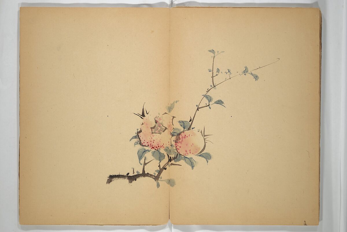 Untitled Album of Seventeen Sketches of Birds, Fowers and Landscapes, Shōfusai Tōsen 東泉? (Japanese, active second half of the 19th century), Woodblock printed book; ink and color on paper, Japan