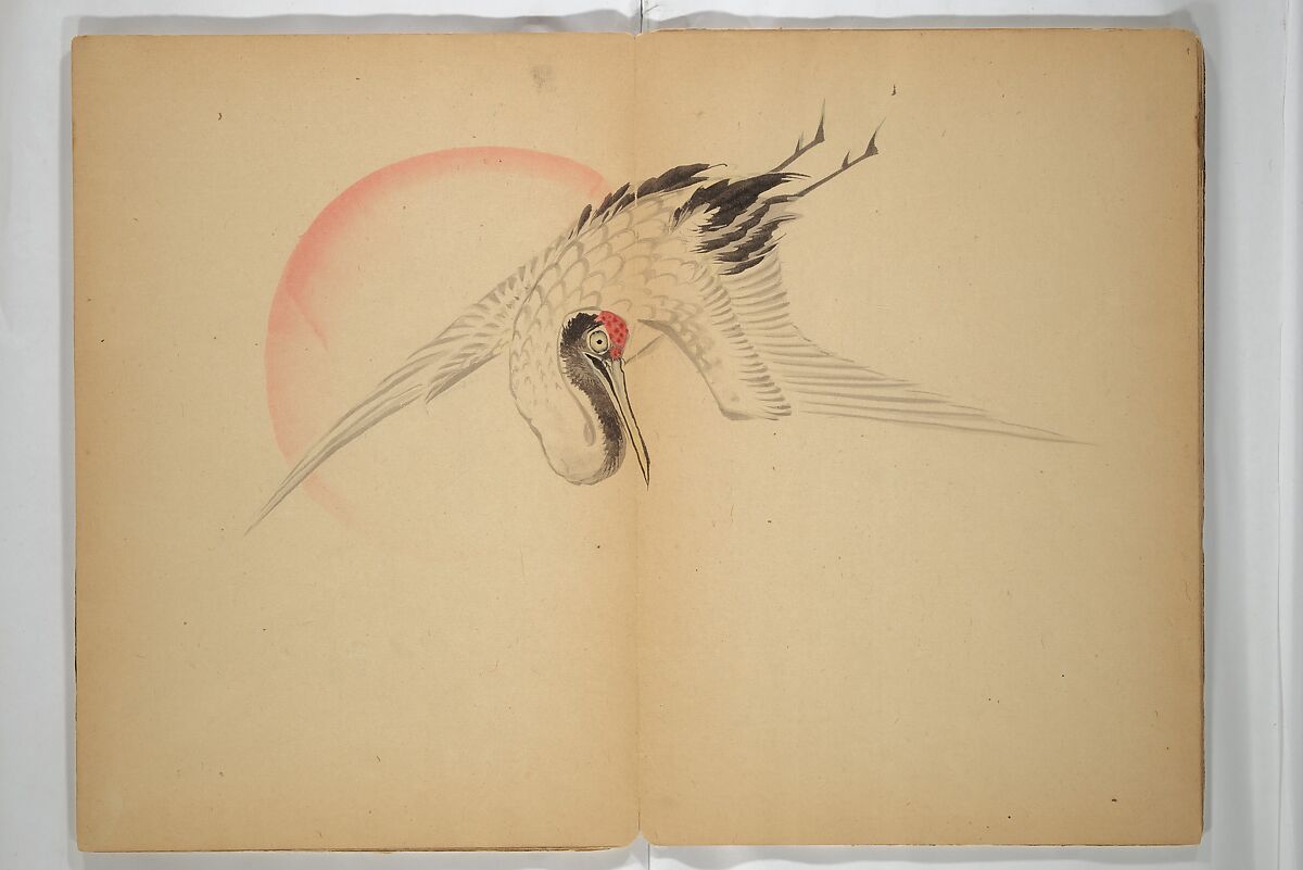 Untitled Album of Seventeen Sketches of Birds, Fowers and Landscapes, Shōfusai Tōsen 東泉? (Japanese, active second half of the 19th century), Woodblock printed book; ink and color on paper, Japan