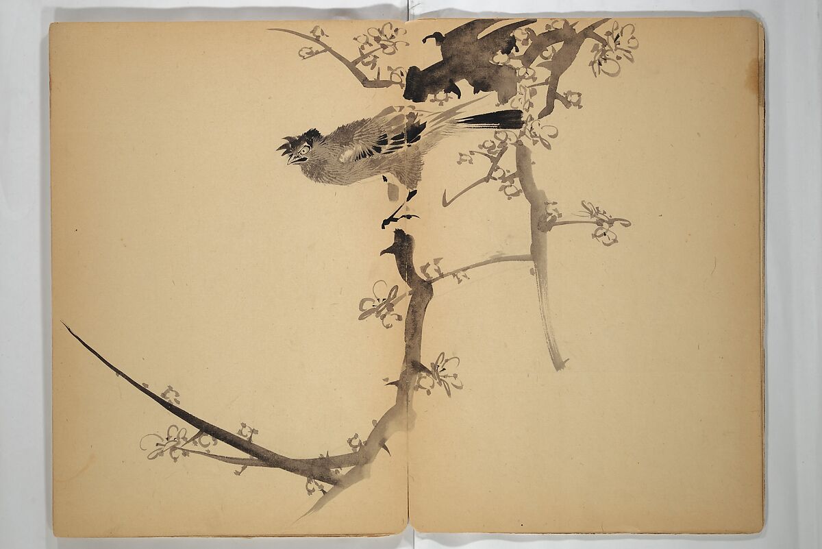 Untitled Album of Seventeen Sketches of Birds, Fowers and Landscapes, Shōfusai Tōsen 東泉? (Japanese, active second half of the 19th century), Woodblock printed book; ink and color on paper, Japan