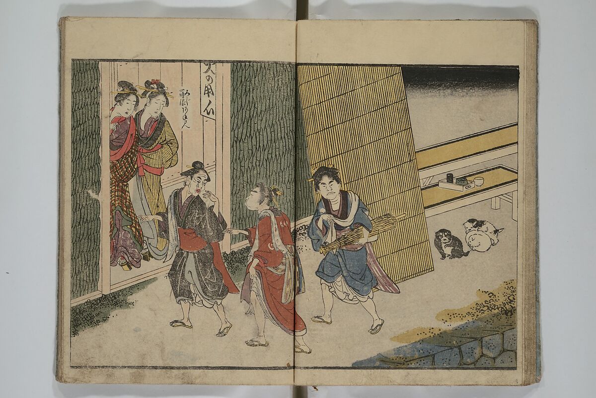 Picture Book of Modern Figures of Fashion (Ehon imayō sugata) 絵本時世粧, Utagawa Toyokuni I 歌川豊国一世 (Japanese, 1769–1825), Set of two woodblock-printed books with hand-written names in volume two; ink and color on paper, Japan