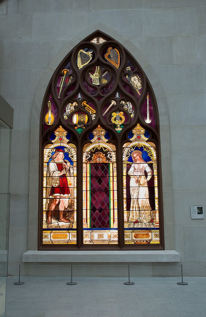 Jubal and Miriam, William Jay Bolton (British, 1816–1884), Stained glass window; vitreous glass paint, enamel paint, silver stain, American 