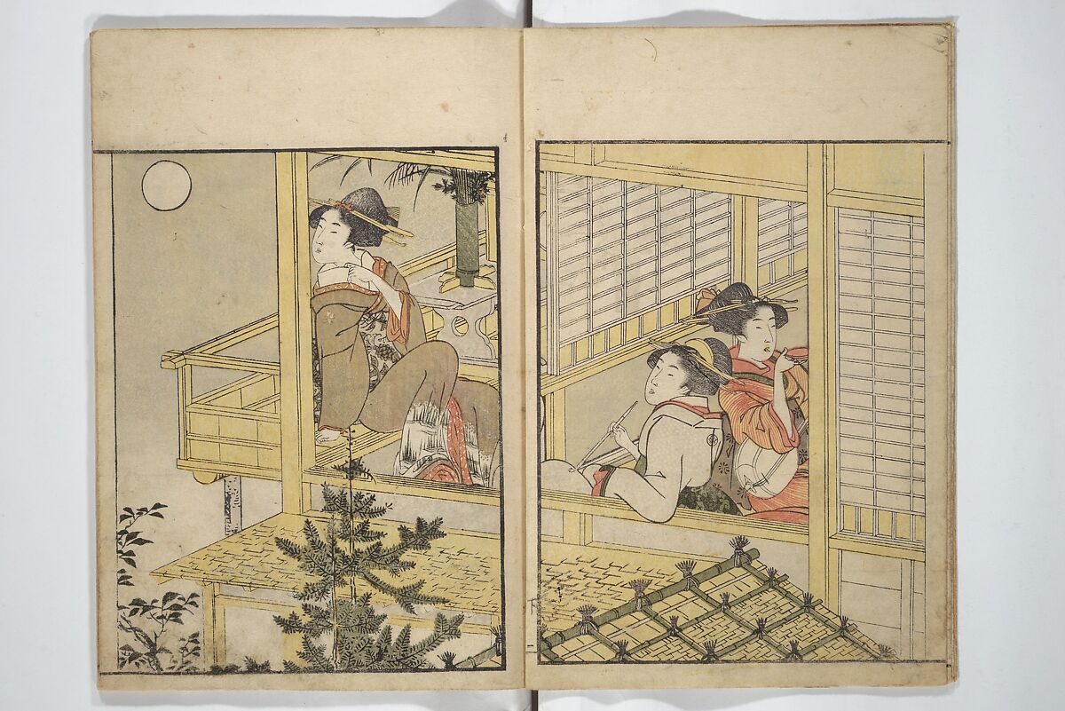 Picture Book on Flowers of the Four Seasons (Ehon shiki no hana) 絵本四季花, Kitagawa Utamaro 喜多川歌麿 (Japanese, ca. 1754–1806), Set of two woodblock printed books; ink and color on paper, Japan