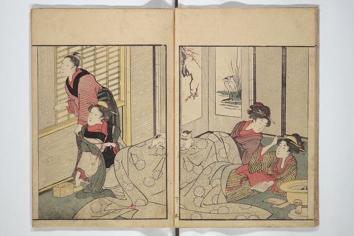 Picture Book on Flowers of the Four Seasons (Ehon shiki no hana) 絵本四季花, Kitagawa Utamaro 喜多川歌麿 (Japanese, ca. 1754–1806), Set of two woodblock printed books; ink and color on paper, Japan