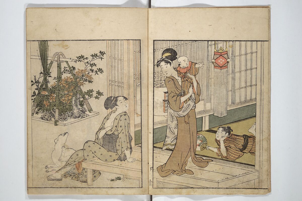 Picture Book on Flowers of the Four Seasons (Ehon shiki no hana) 絵本四季花, Kitagawa Utamaro 喜多川歌麿 (Japanese, ca. 1754–1806), Set of two woodblock printed books; ink and color on paper, Japan