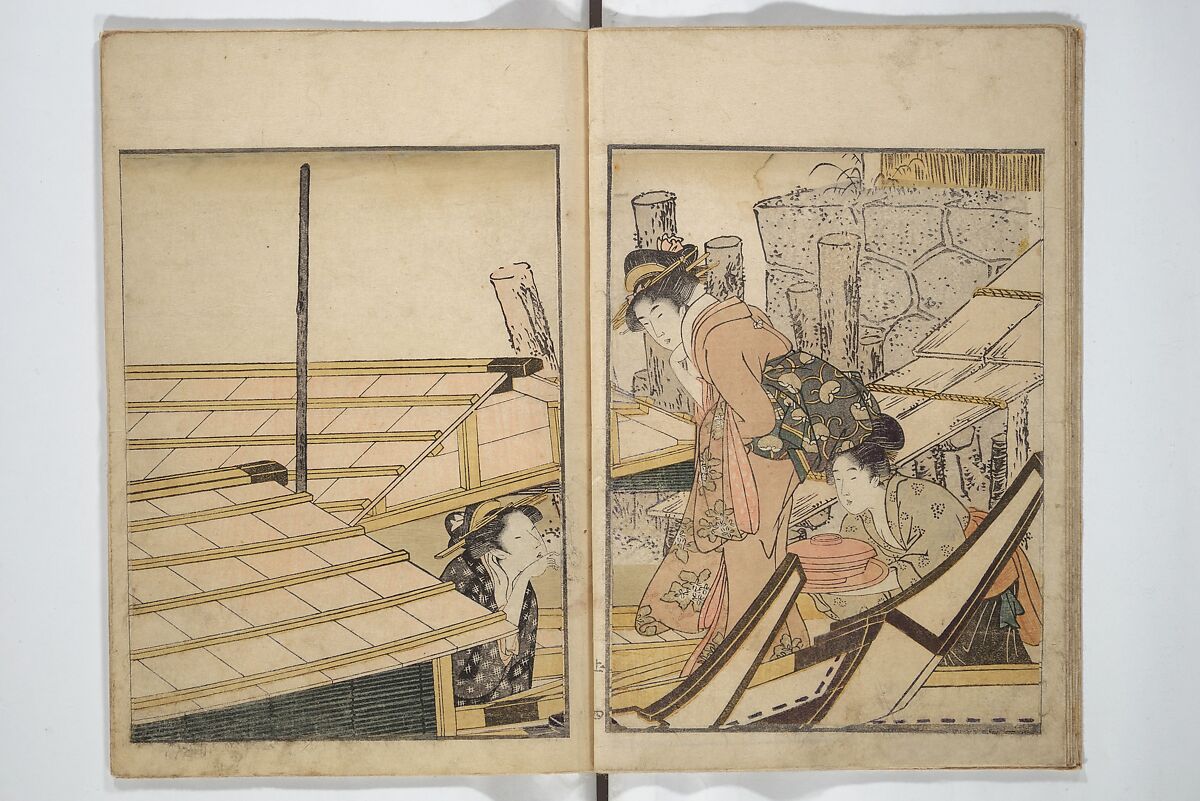 Picture Book on Flowers of the Four Seasons (Ehon shiki no hana) 絵本四季花, Kitagawa Utamaro 喜多川歌麿 (Japanese, ca. 1754–1806), Set of two woodblock printed books; ink and color on paper, Japan