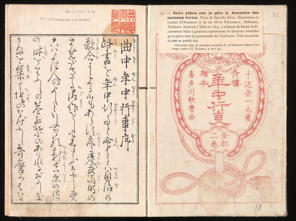 Yoshiwara Picture Book of New Year’s Festivities (Seirō ehon nenjū gyōji) 青楼繪本年中行事, Kitagawa Utamaro 喜多川歌麿 (Japanese, ca. 1754–1806), Set of two woodblock printed books; ink and color on paper, Japan