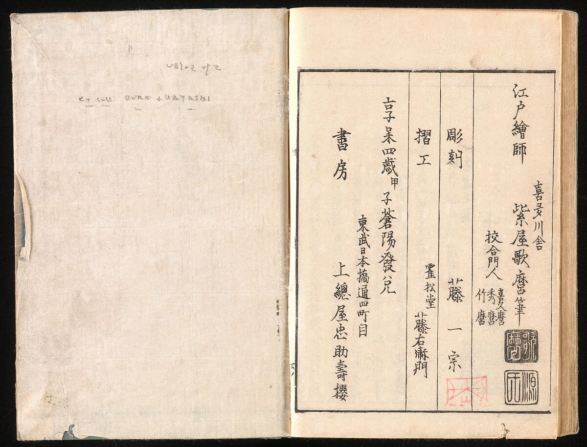 Yoshiwara Picture Book of New Year’s Festivities (Seirō ehon nenjū gyōji) 青楼繪本年中行事, Kitagawa Utamaro 喜多川歌麿 (Japanese, ca. 1754–1806), Set of two woodblock printed books; ink and color on paper, Japan