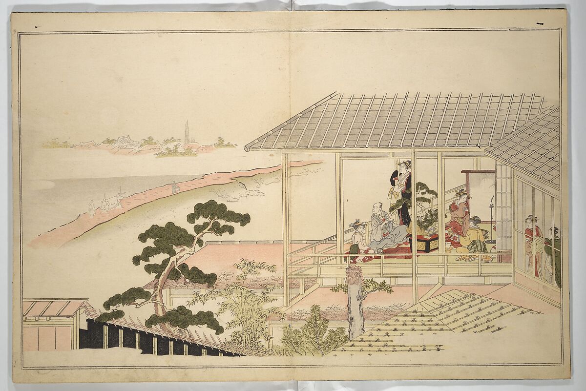 Moon-Mad Monk (Kyōgetsubō) 狂月坊, Kitagawa Utamaro 喜多川歌麿 (Japanese, ca. 1754–1806), Woodblock printed book; ink, color, and brass dust on paper, Japan