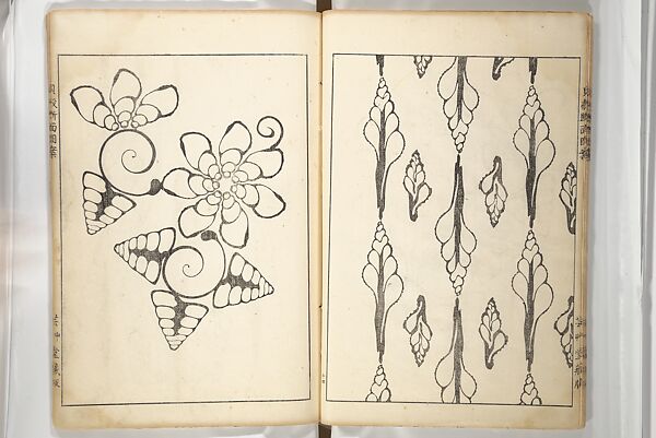 Shell Motifs (Kaigara dammen zuan) 貝殻断面図案, Yoichirō Hirase 平瀬 與一郎 (Japanese, 1859–1925), Woodblock printed book; ink and color on paper, Japan