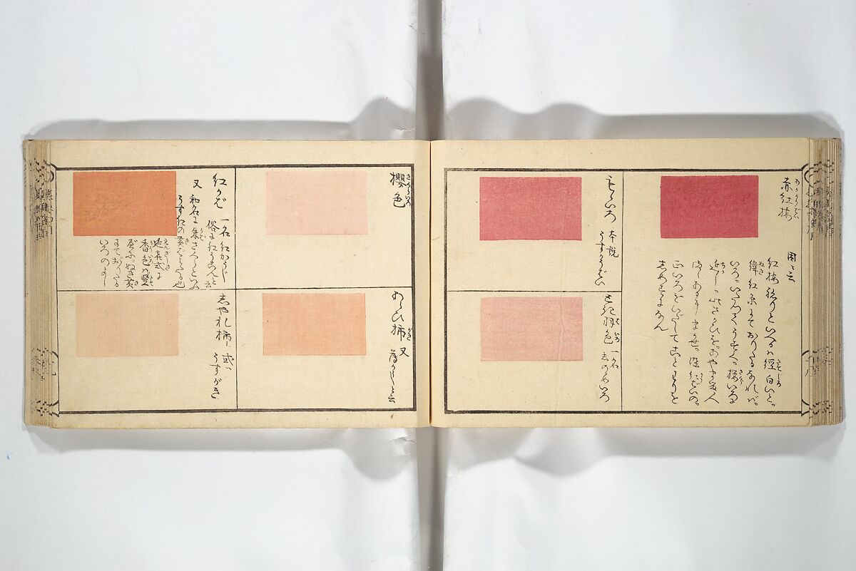 Compendium of Designs (Tekagami moyō setsuyō) 手鑑模様節用, Umemaru Yūzen 梅丸友染 (Japanese, active late 18th century), Woodblock printed book; ink, color, and mica on paper, Japan