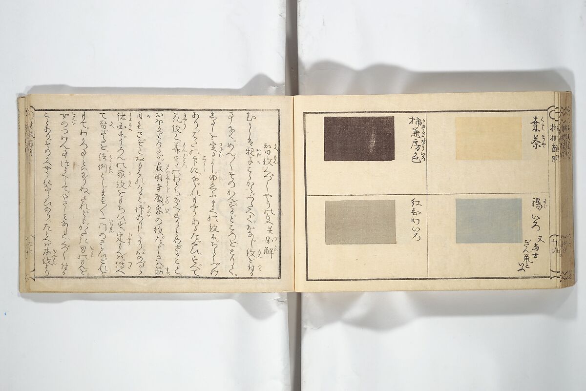 Compendium of Designs (Tekagami moyō setsuyō) 手鑑模様節用, Umemaru Yūzen 梅丸友染 (Japanese, active late 18th century), Woodblock printed book; ink, color, and mica on paper, Japan