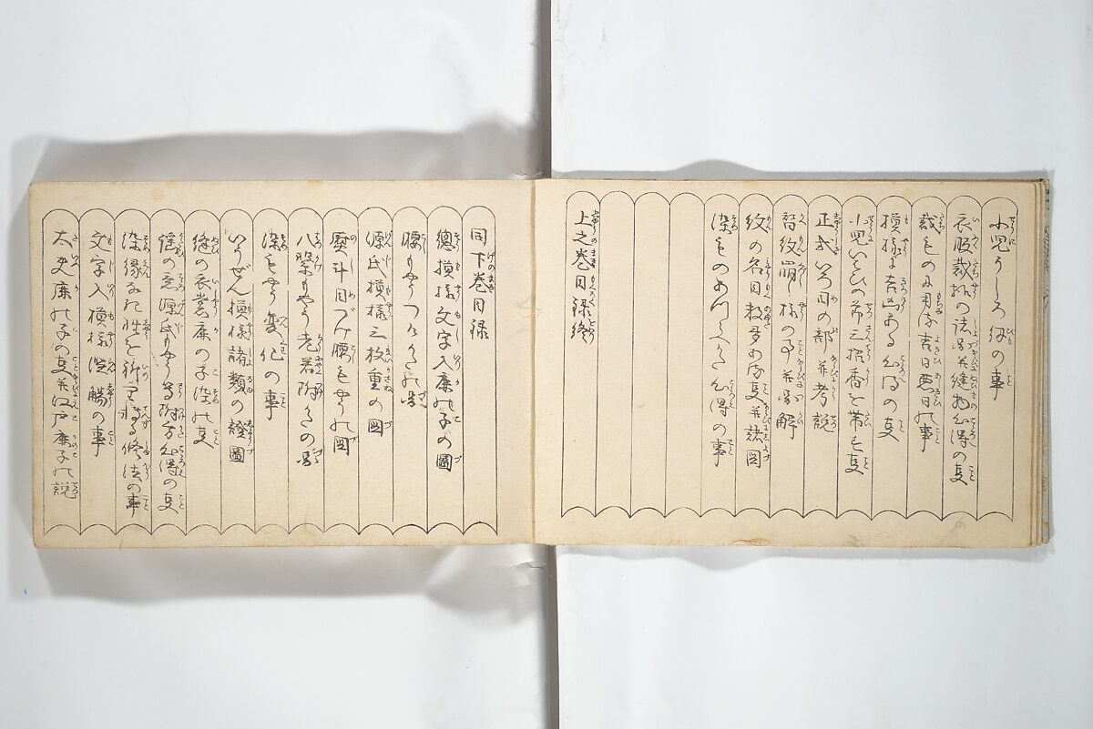 Compendium of Designs (Tekagami moyō setsuyō) 手鑑模様節用, Umemaru Yūzen 梅丸友染 (Japanese, active late 18th century), Woodblock printed book; ink, color, and mica on paper, Japan