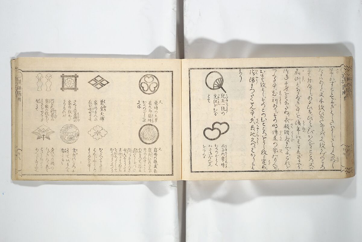 Compendium of Designs (Tekagami moyō setsuyō) 手鑑模様節用, Umemaru Yūzen 梅丸友染 (Japanese, active late 18th century), Woodblock printed book; ink, color, and mica on paper, Japan
