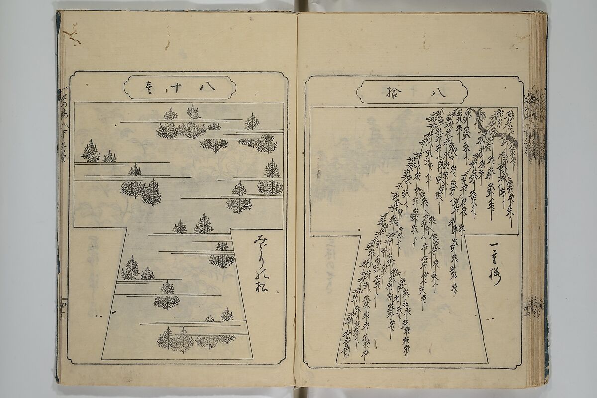 Book of Kosode Patterns (Hiinagata Ise no umi) 雛形伊勢乃海, Enoki Shinuemon Hironobu 榎木新右衛門 寛命 (Japanese, active mid- 18th century), Three woodblock-printed books bound as one; ink on paper, Japan