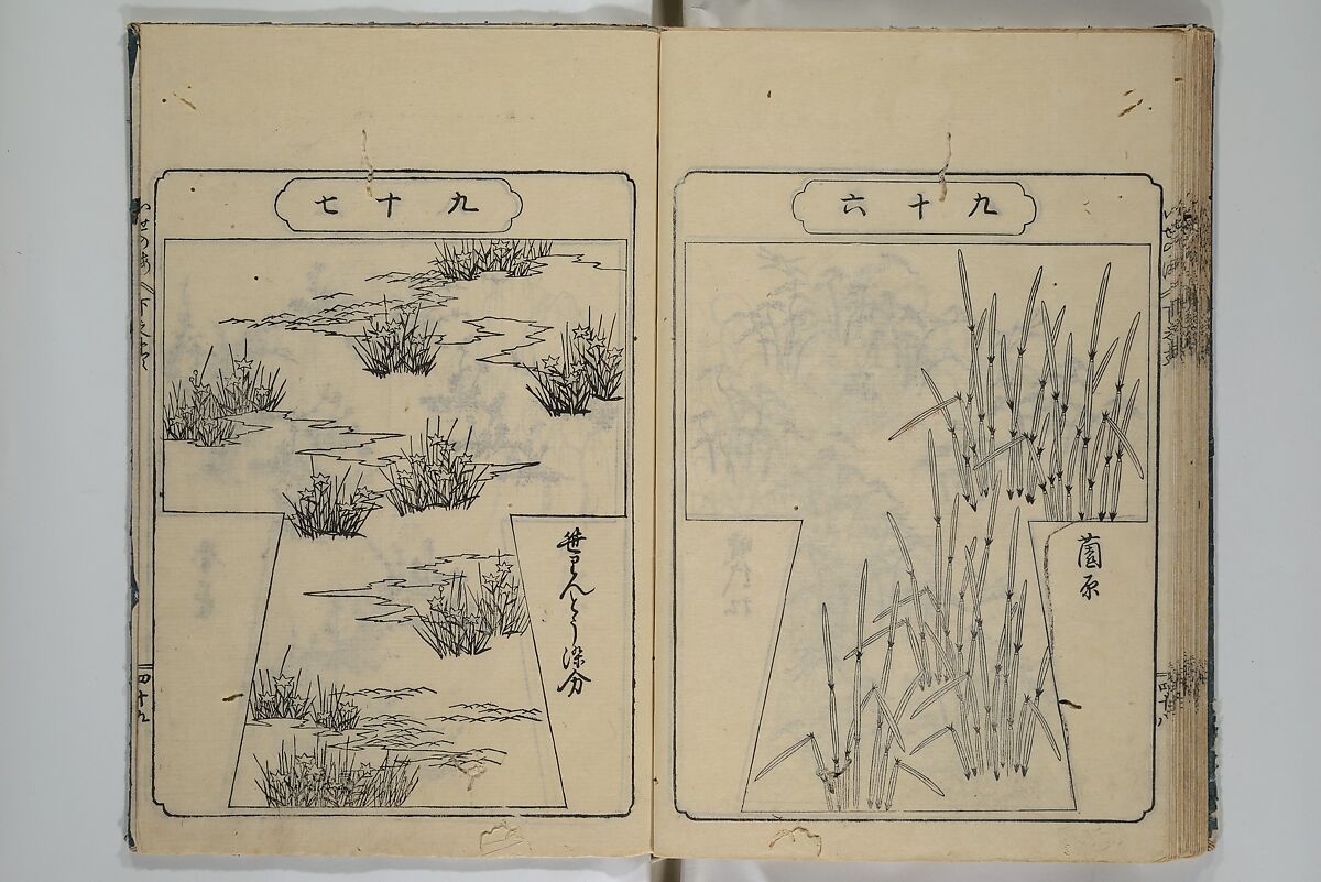 Book of Kosode Patterns (Hiinagata Ise no umi) 雛形伊勢乃海, Enoki Shinuemon Hironobu 榎木新右衛門 寛命 (Japanese, active mid- 18th century), Three woodblock-printed books bound as one; ink on paper, Japan