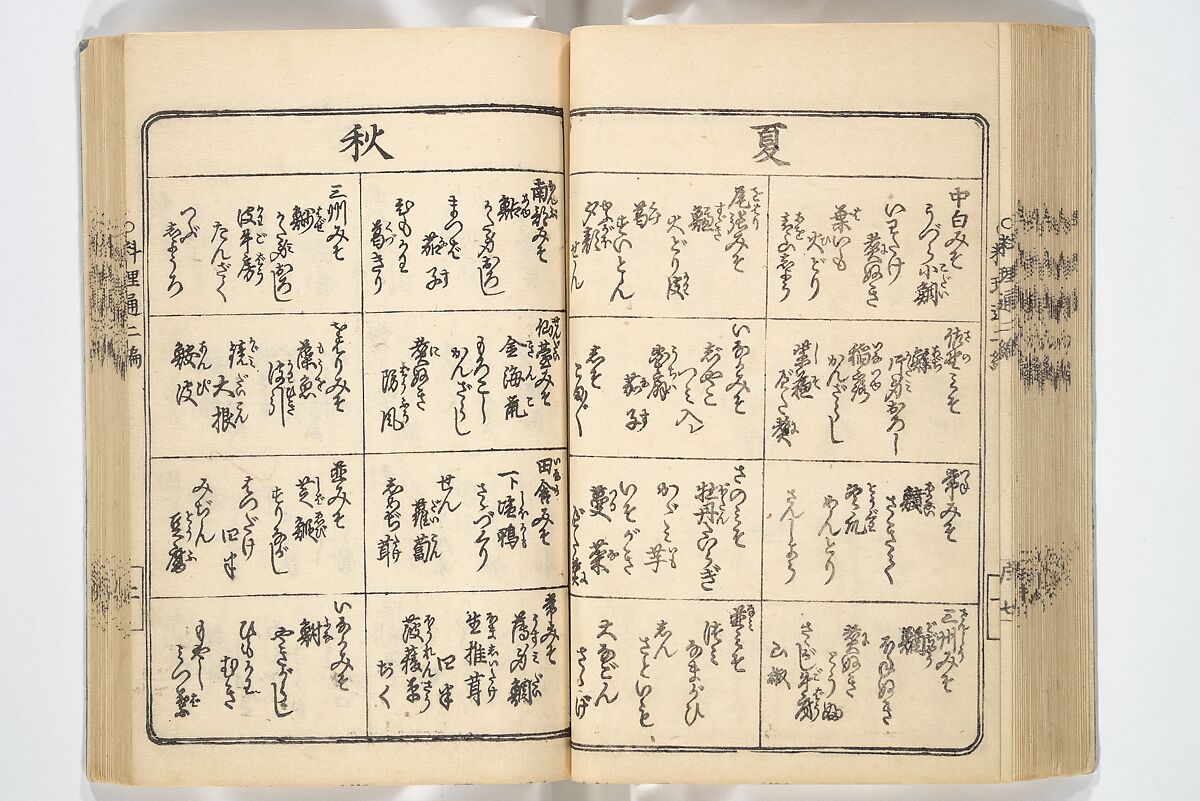 Handbook of Fashionable Cuisine for the Epicures of Edo (Edo ryūkō ryōri tsū taizen) 江戸流行料理通大全; 料理通初編&二編, Kuwagata Keisai 鍬形蕙斎 (Japanese, 1764–1824), Woodblock printed book; ink on paper, Japan