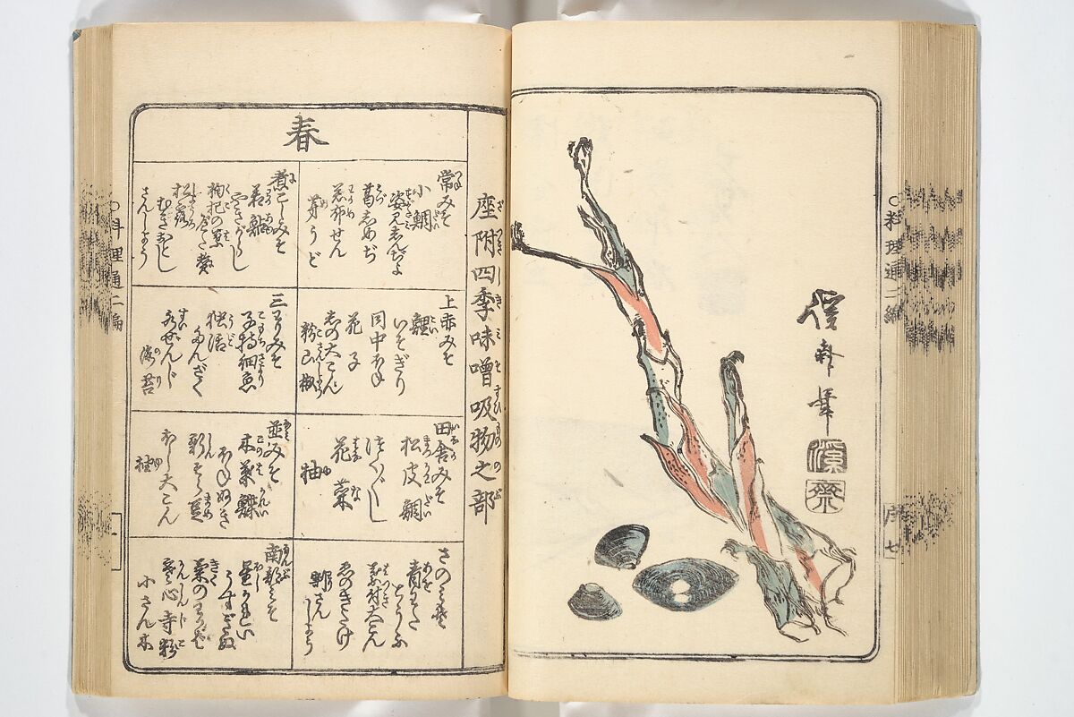 Handbook of Fashionable Cuisine for the Epicures of Edo (Edo ryūkō ryōri tsū taizen) 江戸流行料理通大全; 料理通初編&二編, Kuwagata Keisai 鍬形蕙斎 (Japanese, 1764–1824), Woodblock printed book; ink on paper, Japan