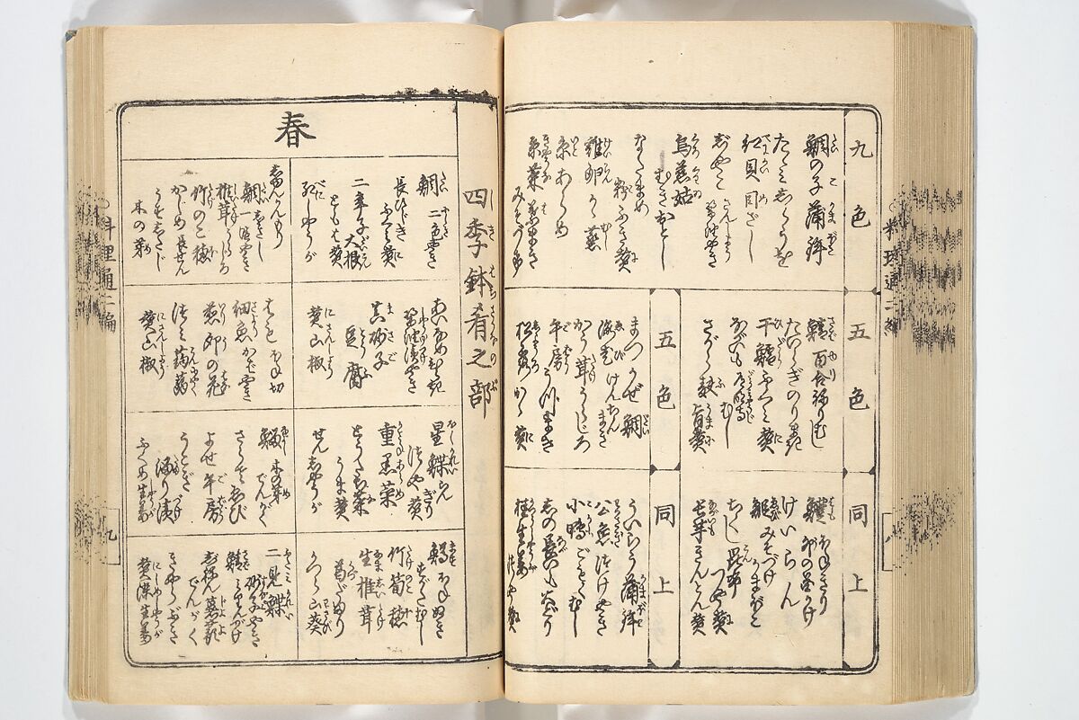 Handbook of Fashionable Cuisine for the Epicures of Edo (Edo ryūkō ryōri tsū taizen) 江戸流行料理通大全; 料理通初編&二編, Kuwagata Keisai 鍬形蕙斎 (Japanese, 1764–1824), Woodblock printed book; ink on paper, Japan