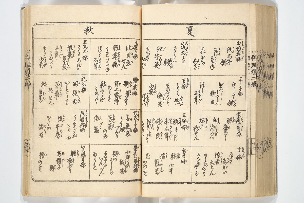 Handbook of Fashionable Cuisine for the Epicures of Edo (Edo ryūkō ryōri tsū taizen) 江戸流行料理通大全; 料理通初編&二編, Kuwagata Keisai 鍬形蕙斎 (Japanese, 1764–1824), Woodblock printed book; ink on paper, Japan