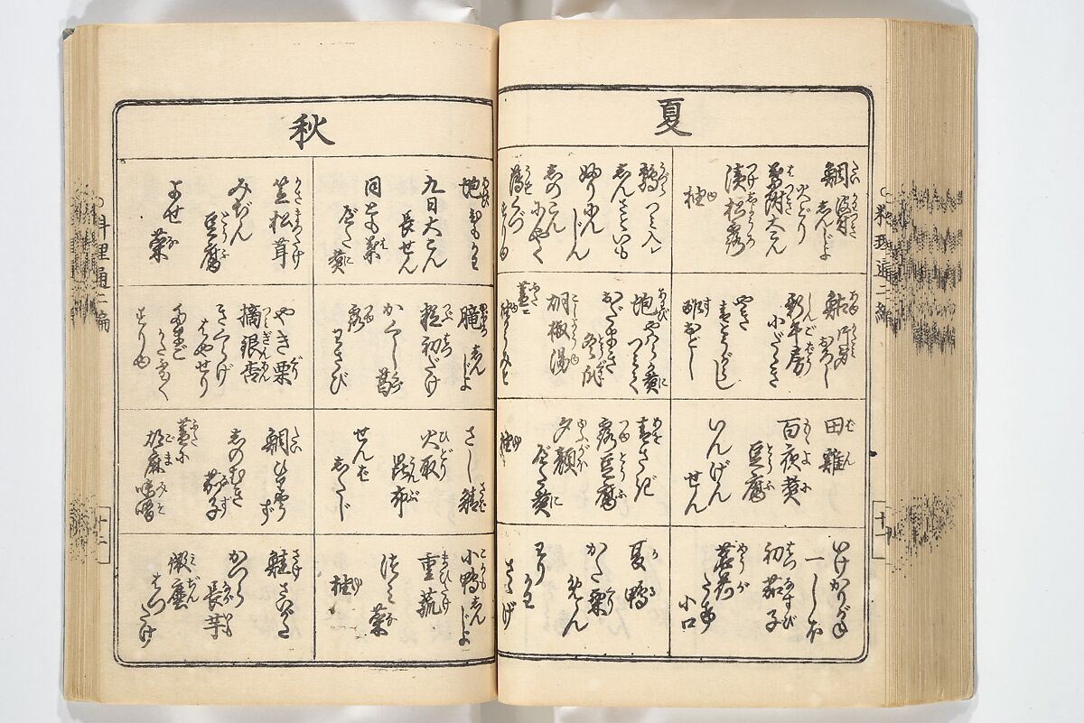 Handbook of Fashionable Cuisine for the Epicures of Edo (Edo ryūkō ryōri tsū taizen) 江戸流行料理通大全; 料理通初編&二編, Kuwagata Keisai 鍬形蕙斎 (Japanese, 1764–1824), Woodblock printed book; ink on paper, Japan