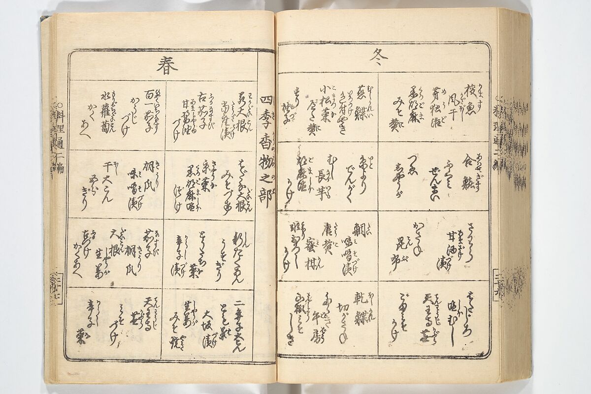Handbook of Fashionable Cuisine for the Epicures of Edo (Edo ryūkō ryōri tsū taizen) 江戸流行料理通大全; 料理通初編&二編, Kuwagata Keisai 鍬形蕙斎 (Japanese, 1764–1824), Woodblock printed book; ink on paper, Japan