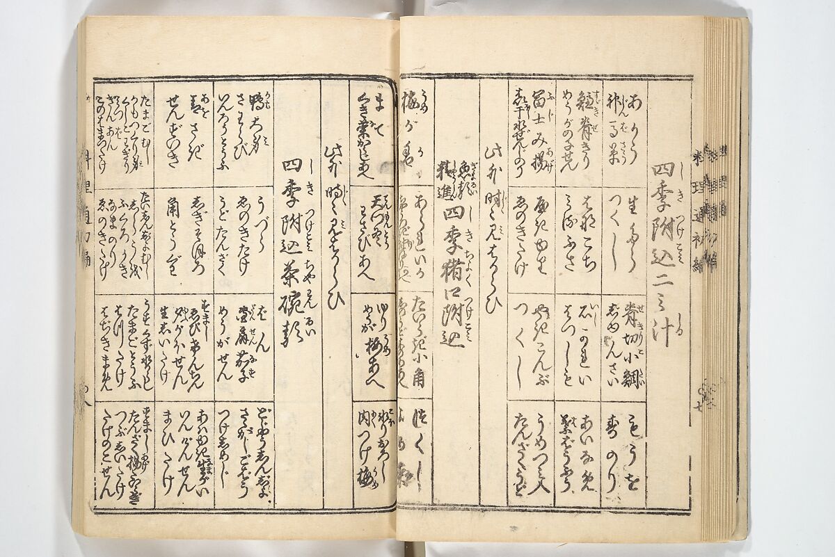 Handbook of Fashionable Cuisine for the Epicures of Edo (Edo ryūkō ryōri tsū taizen) 江戸流行料理通大全; 料理通初編&二編, Kuwagata Keisai 鍬形蕙斎 (Japanese, 1764–1824), Woodblock printed book; ink on paper, Japan
