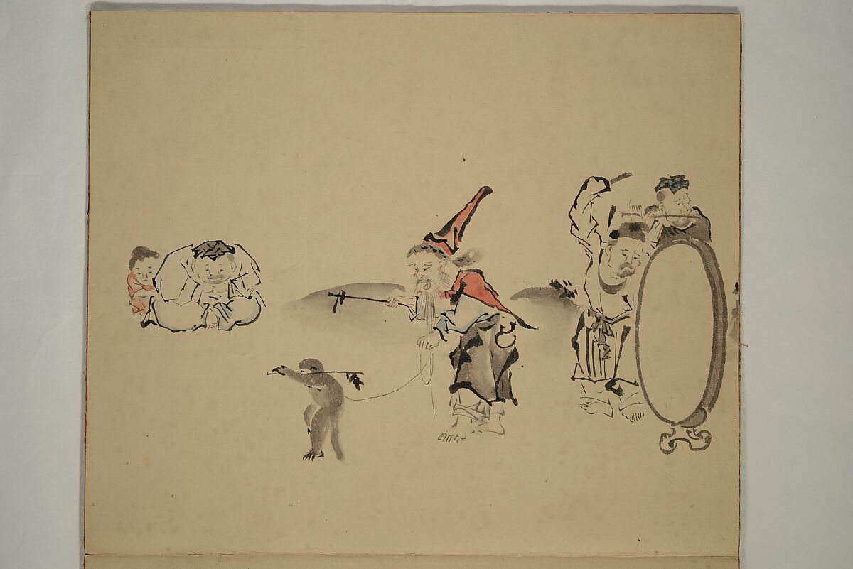 Album of Sketches, Yūkakudō 幽覚堂 (Japanese), Woodblock printed book (orihon, accordion-style); ink and color on paper, Japan