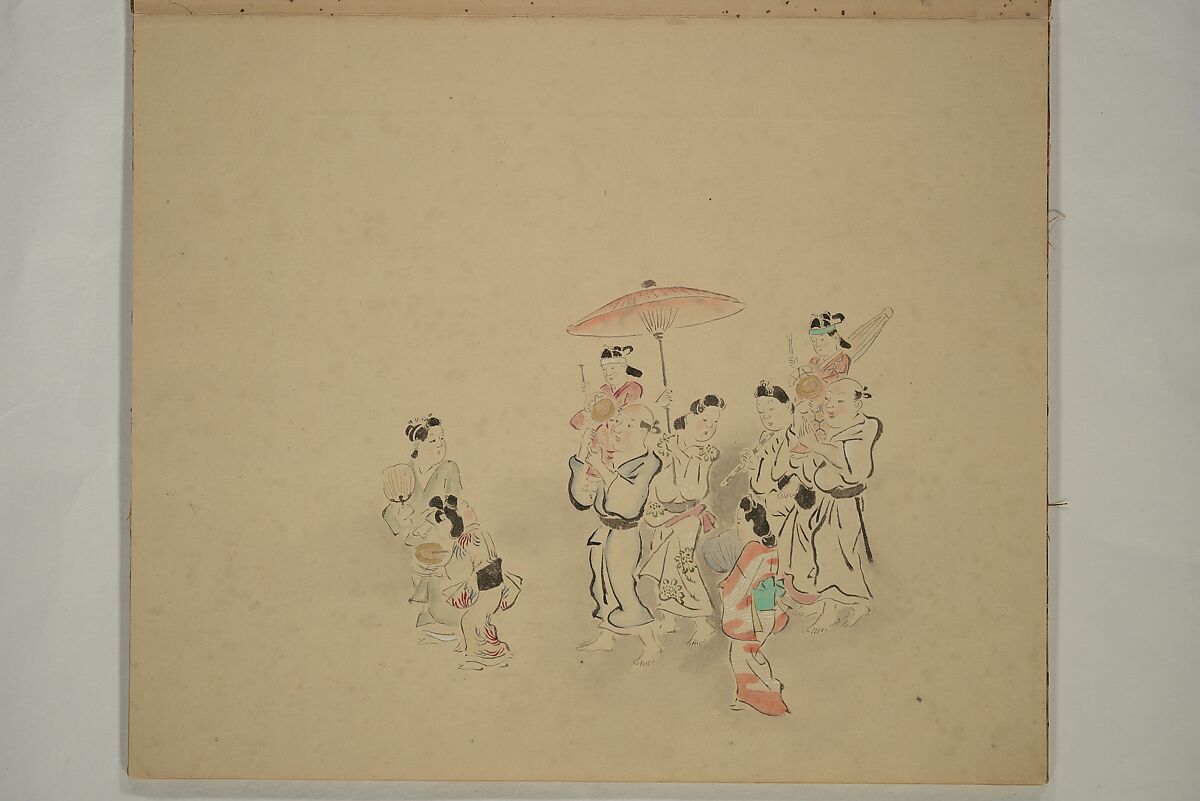 Album of Sketches, Yūkakudō 幽覚堂 (Japanese), Woodblock printed book (orihon, accordion-style); ink and color on paper, Japan