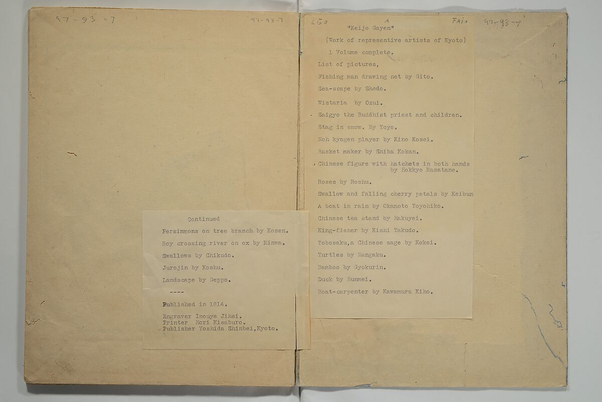 A Garden of Pictures by Kyoto Artists (Keijō gaen) 京城画苑, Shiba Kōkan 司馬江漢 (Japanese, 1747–1818), Woodblock printed book; ink and color on paper, Japan