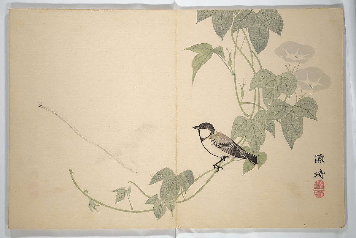 Collected Haiku Poems (Hokku shū) 発句集, Genki 源琦 (Komai Ki 駒井琦 (Japanese, 1747–1797), Woodblock printed book (orihon, accordion-style); ink and color on paper, Japan 