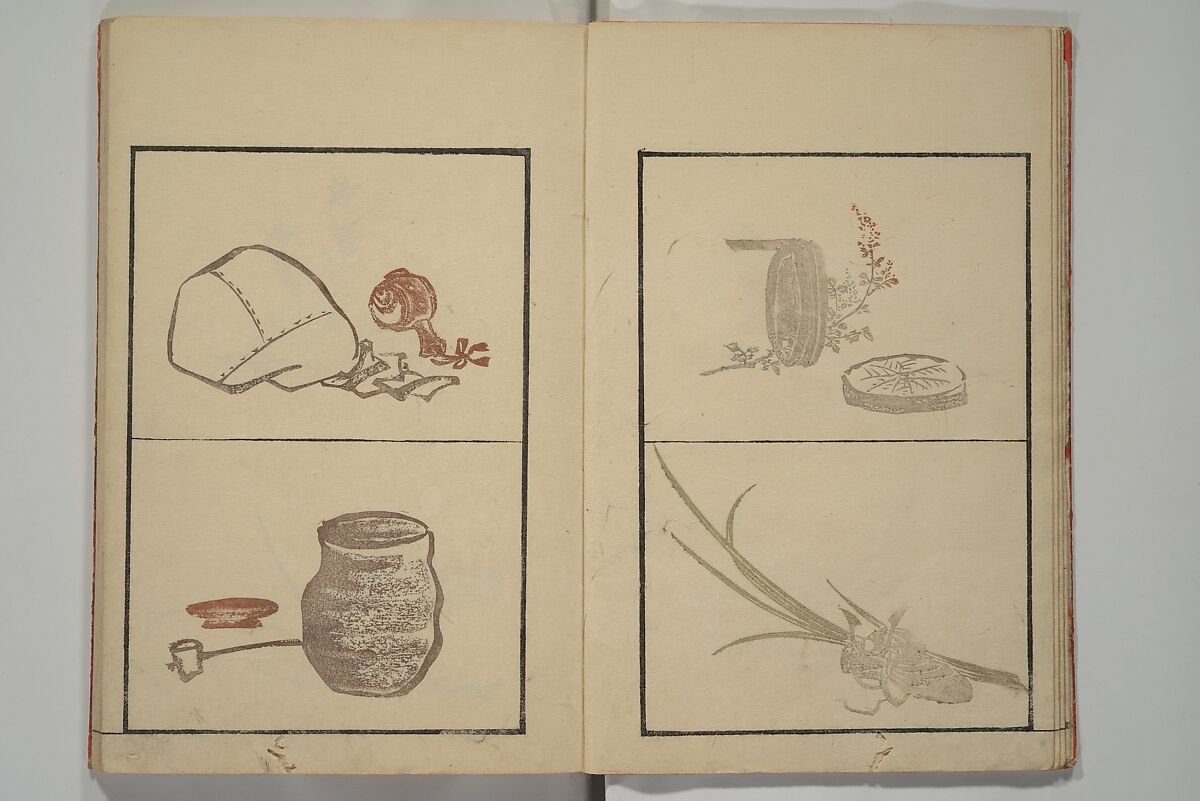 Vol. 1 of 5, Various Pictures by Keisai (Keisai soga) 蕙斎麁画; 讃科画圖蕙齋麁画(さんか がず けいさい そうが), Kuwagata Keisai 鍬形蕙斎 (Japanese, 1764–1824), Woodblock printed book; ink and color on paper, Japan