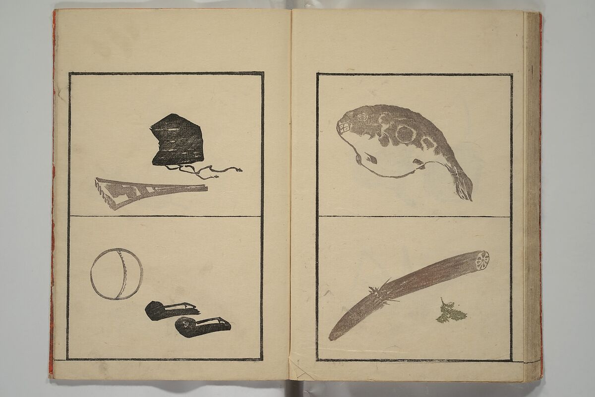Vol. 1 of 5, Various Pictures by Keisai (Keisai soga) 蕙斎麁画; 讃科画圖蕙齋麁画(さんか がず けいさい そうが), Kuwagata Keisai 鍬形蕙斎 (Japanese, 1764–1824), Woodblock printed book; ink and color on paper, Japan