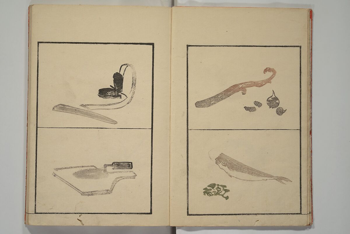 Vol. 1 of 5, Various Pictures by Keisai (Keisai soga) 蕙斎麁画; 讃科画圖蕙齋麁画(さんか がず けいさい そうが), Kuwagata Keisai 鍬形蕙斎 (Japanese, 1764–1824), Woodblock printed book; ink and color on paper, Japan