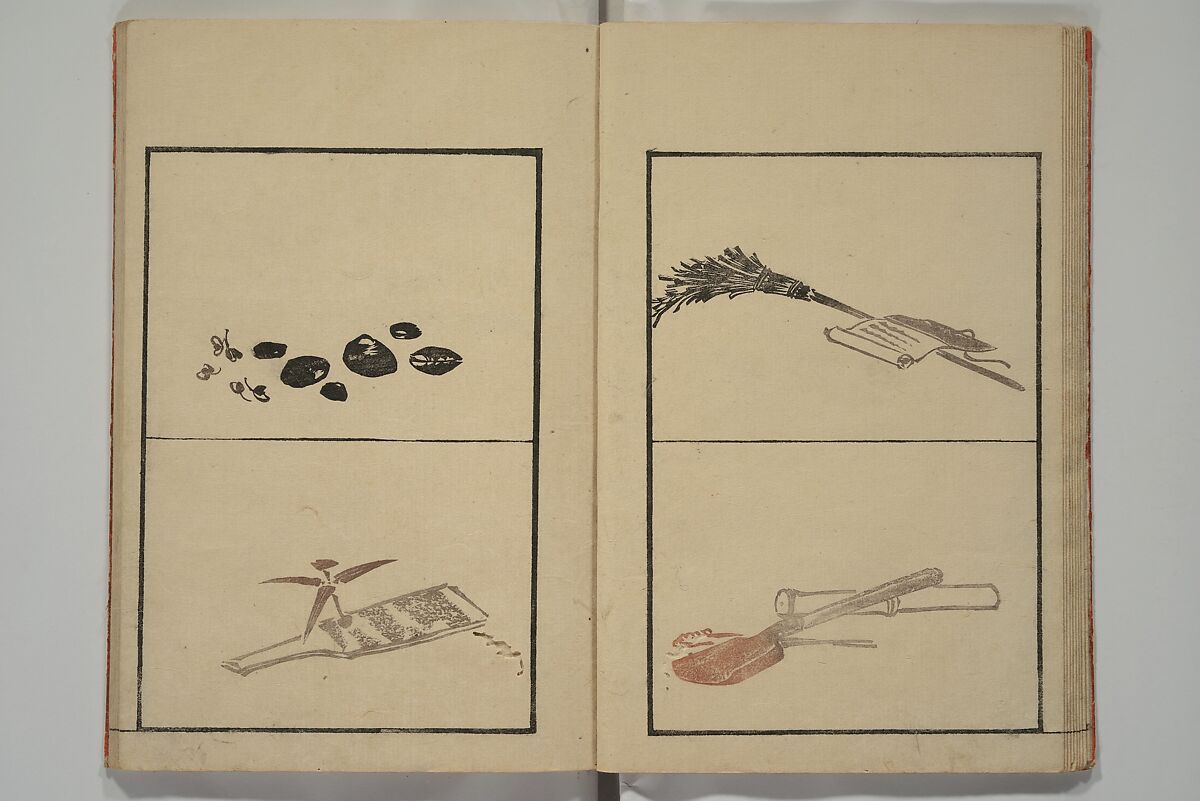 Vol. 1 of 5, Various Pictures by Keisai (Keisai soga) 蕙斎麁画; 讃科画圖蕙齋麁画(さんか がず けいさい そうが), Kuwagata Keisai 鍬形蕙斎 (Japanese, 1764–1824), Woodblock printed book; ink and color on paper, Japan
